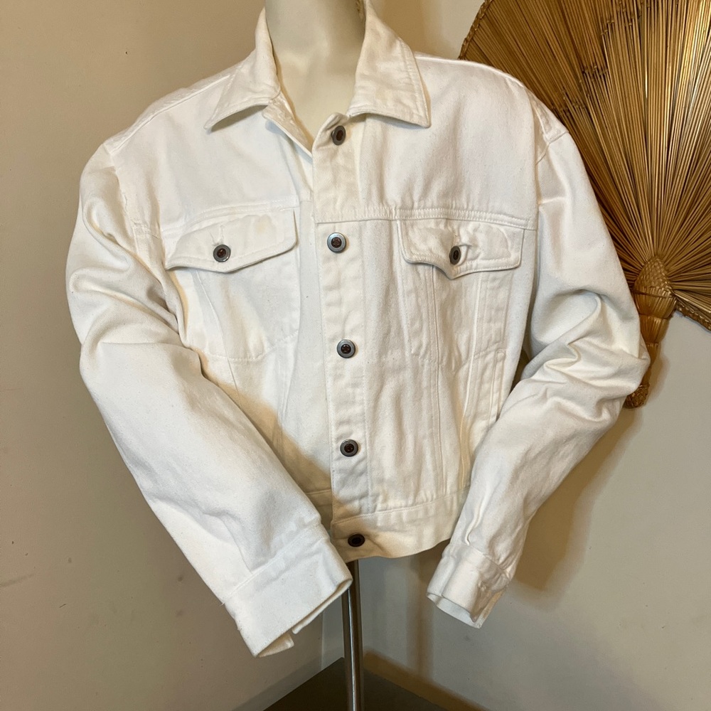 Cropped White Jean Jacket